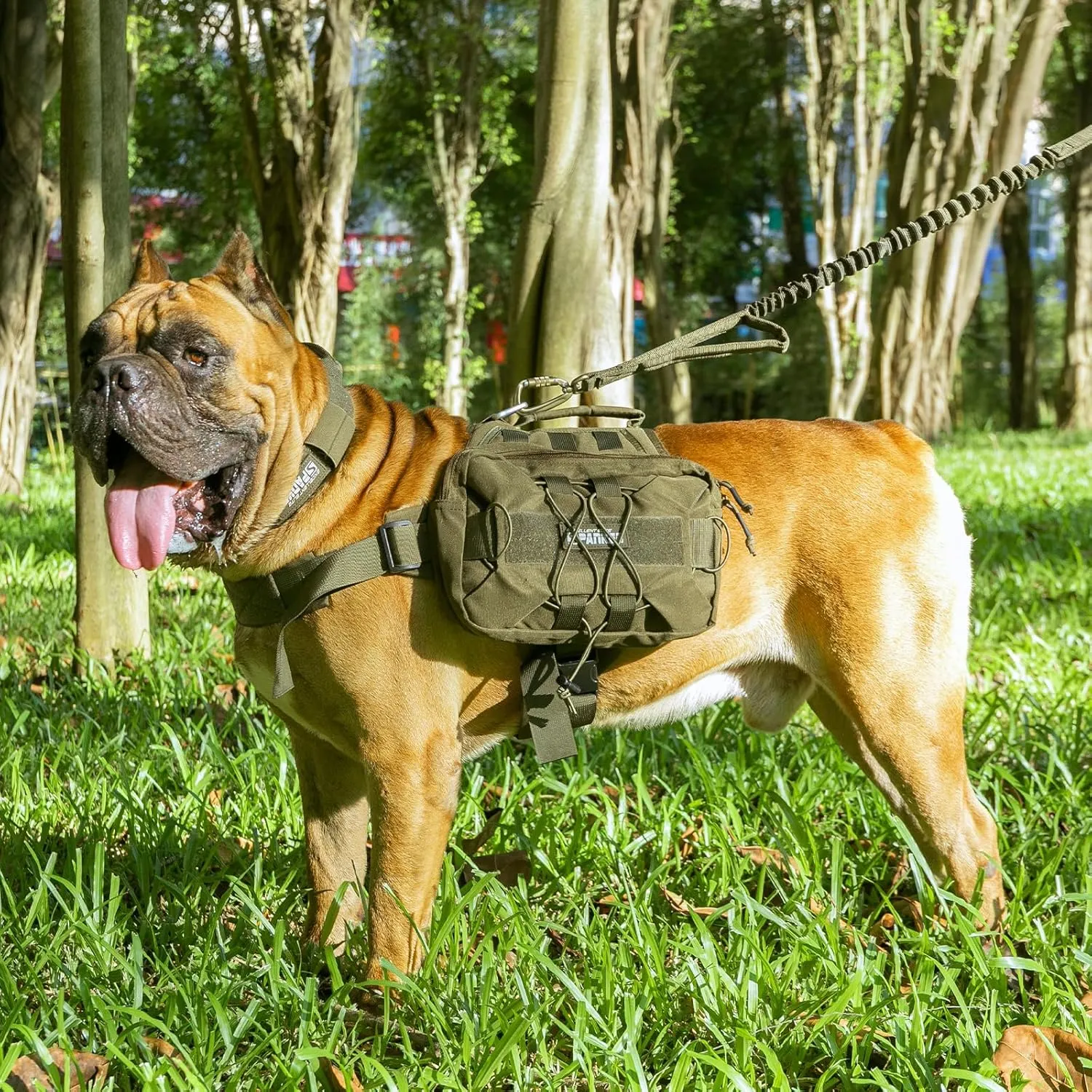 EXCELLENT ELITE SPANKER Dog Pack Dog Saddle Bag Backpack for Camping Hiking Medium & Large Dog with 2 Capacious Side Pockets (M, Ranger Green)