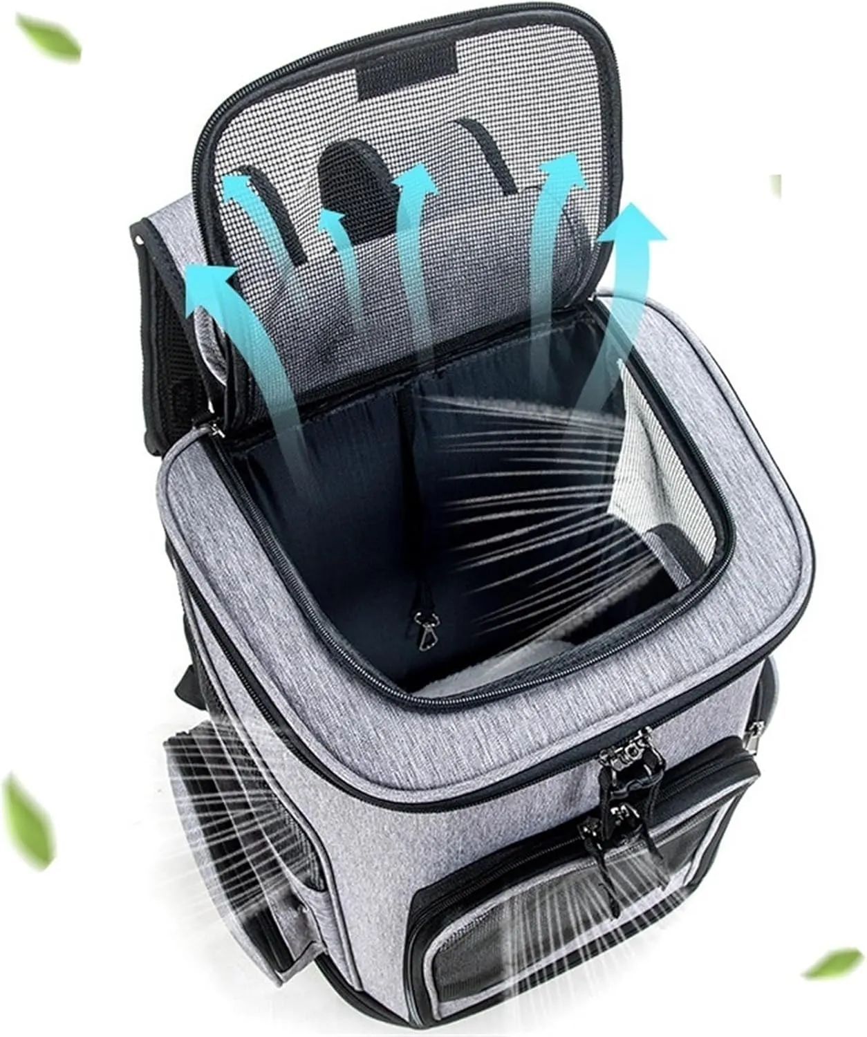 Expandable Pet Backpack Dog Cat Carrier for Hiking Travel Camping Outdoor Breathable Backpack(Gray)
