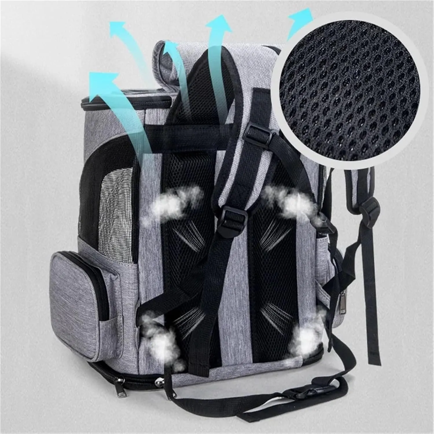 Expandable Pet Backpack Dog Cat Carrier for Hiking Travel Camping Outdoor Breathable Backpack(Gray)