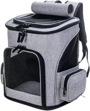 Expandable Pet Backpack Dog Cat Carrier for Hiking Travel Camping Outdoor Breathable Backpack(Gray)