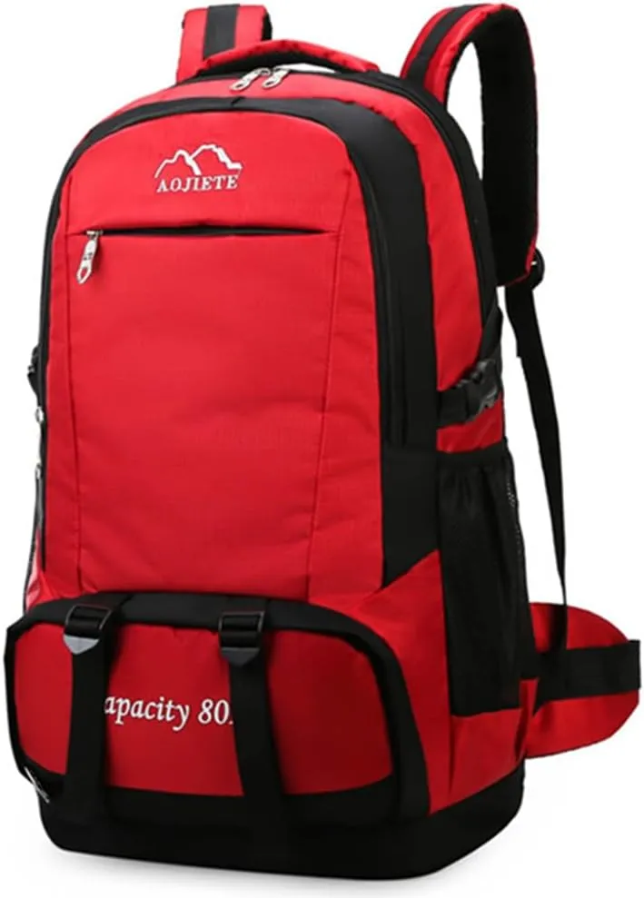 Eysee 60L Nylon Fabric Backpack, Men Outdoor Backpack, Camping Hiking Backpack,Trekking Daypack, Red