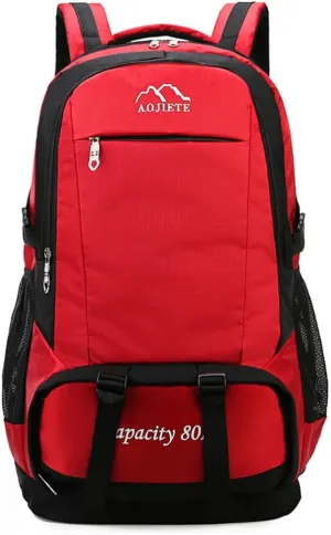 Eysee 60L Nylon Fabric Backpack, Men Outdoor Backpack, Camping Hiking Backpack,Trekking Daypack, Red