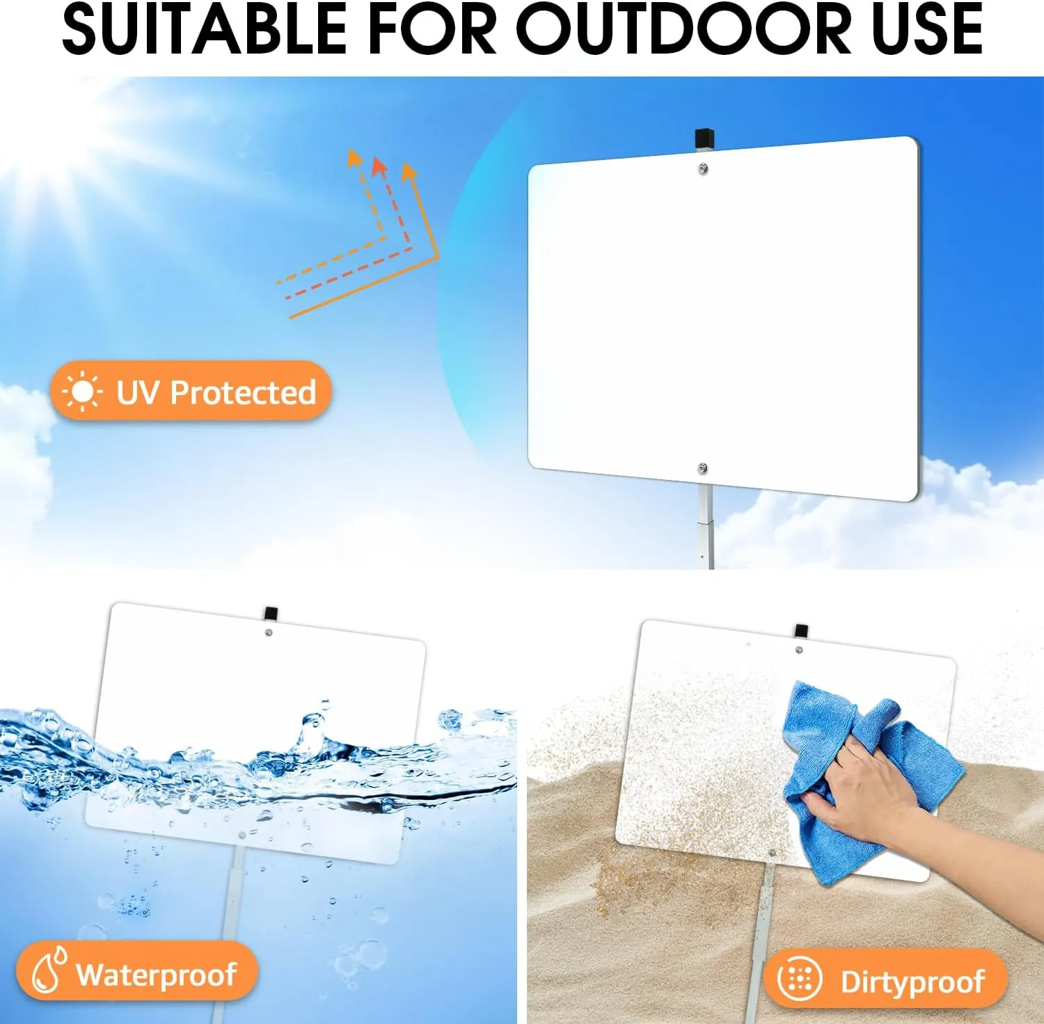 Faittoo Blank Metal Sign with 42" Stake, 2-Pack 14 x 10 Inches Rust Free Aluminum, UV Protected, Waterproof, Weather Resistant, Durable Ink, Includes Matching Screws & Wren, Easy to Mount