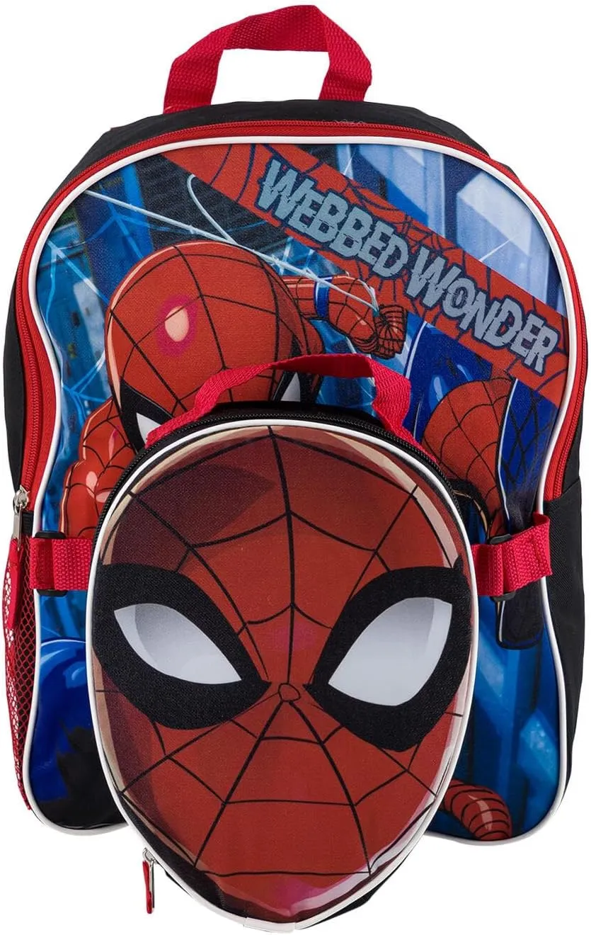 Fast Forward Marvel Spiderman Backpack And Detachable Lunchbox - 15" - Webbed Wonder - Adjustable Straps
