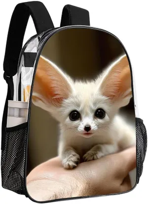 Fennec Fox Cute Daypack Backpack Transparent Anti-Theft Multipurpose Bookbag Big Capacity Travel Hiking & Camping Rucksack With Smooth Zippers