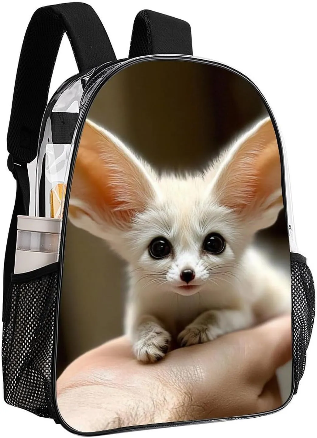 Fennec Fox Cute Daypack Backpack Transparent Anti-Theft Multipurpose Bookbag Big Capacity Travel Hiking & Camping Rucksack With Smooth Zippers