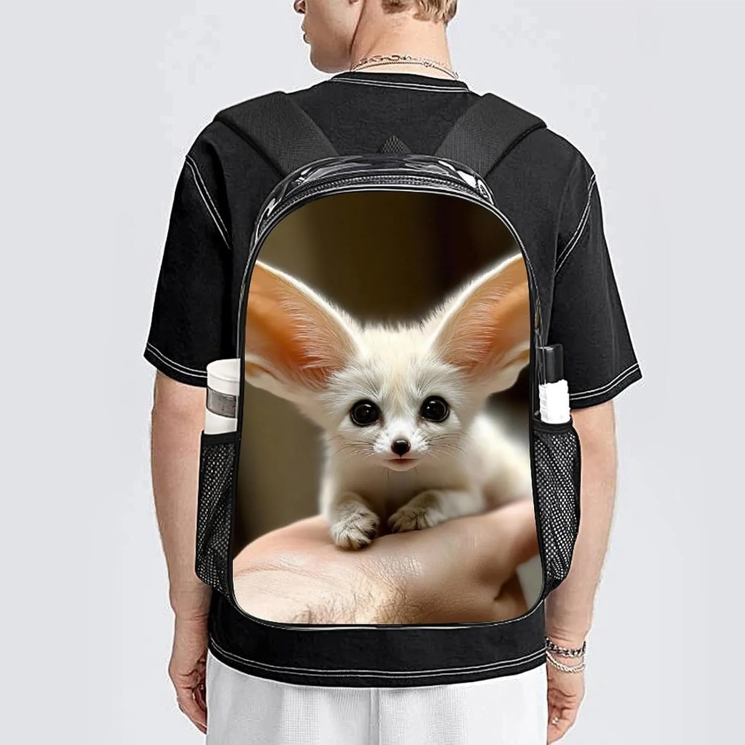 Fennec Fox Cute Daypack Backpack Transparent Anti-Theft Multipurpose Bookbag Big Capacity Travel Hiking & Camping Rucksack With Smooth Zippers