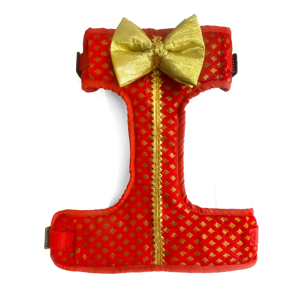Festive Brocade Shahi Sherwani Harness - Red