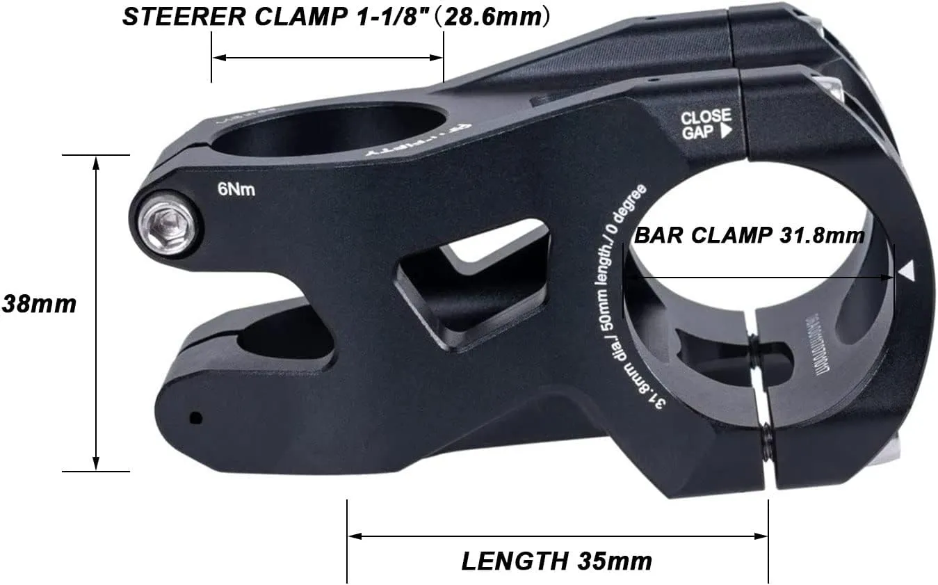 FIFTY-FIFTY Aluminum Alloy Mountain Bike Stem for 1-1/8 Steer Tube 31.8mm Handlebar, Short Handlebar Stem for All Mountain, MTB, Downhill, Freeride