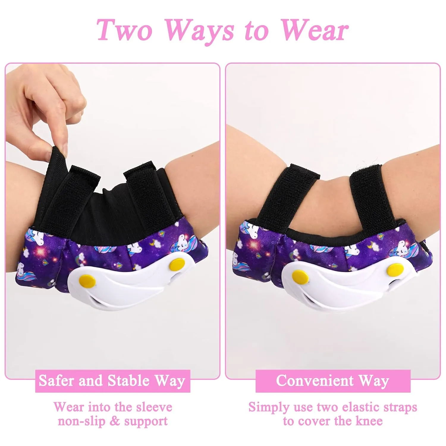 FIODAY Knee Pads for Kids Toddler Knee Pads and Elbow Pads Wrist Guards with Drawstring Bag Adjustable Protective Gear Set for Girls Boys Skating Cycling Skateboard Scooter,3-8 Years,Purple