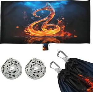 Fire Music Note Camping Hammock, Single Portable Hammocks with Tree Straps & Attached Carry Bag, 330Lbs Capacity Perfect for Outside Indoor Hiking Beach Backpack Travel