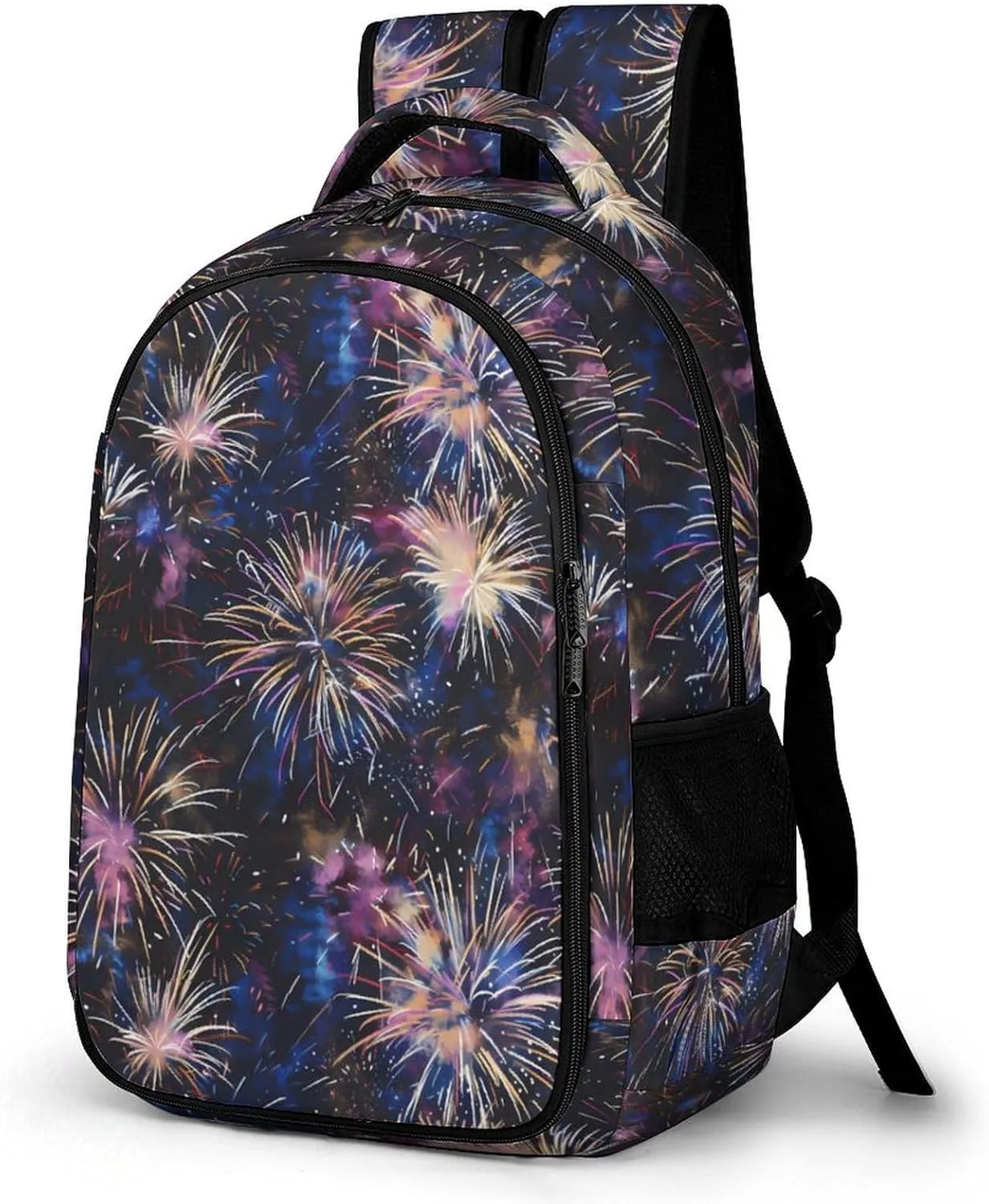 Fireworks Lighting Up The Night Unisex Backpack Casual Daypacks Dual Compartment Shoulders Bag for Camping Hiking Travel Gear