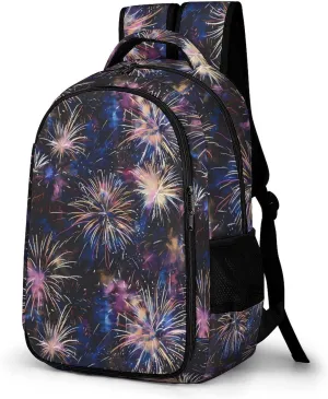 Fireworks Lighting Up The Night Unisex Backpack Casual Daypacks Dual Compartment Shoulders Bag for Camping Hiking Travel Gear