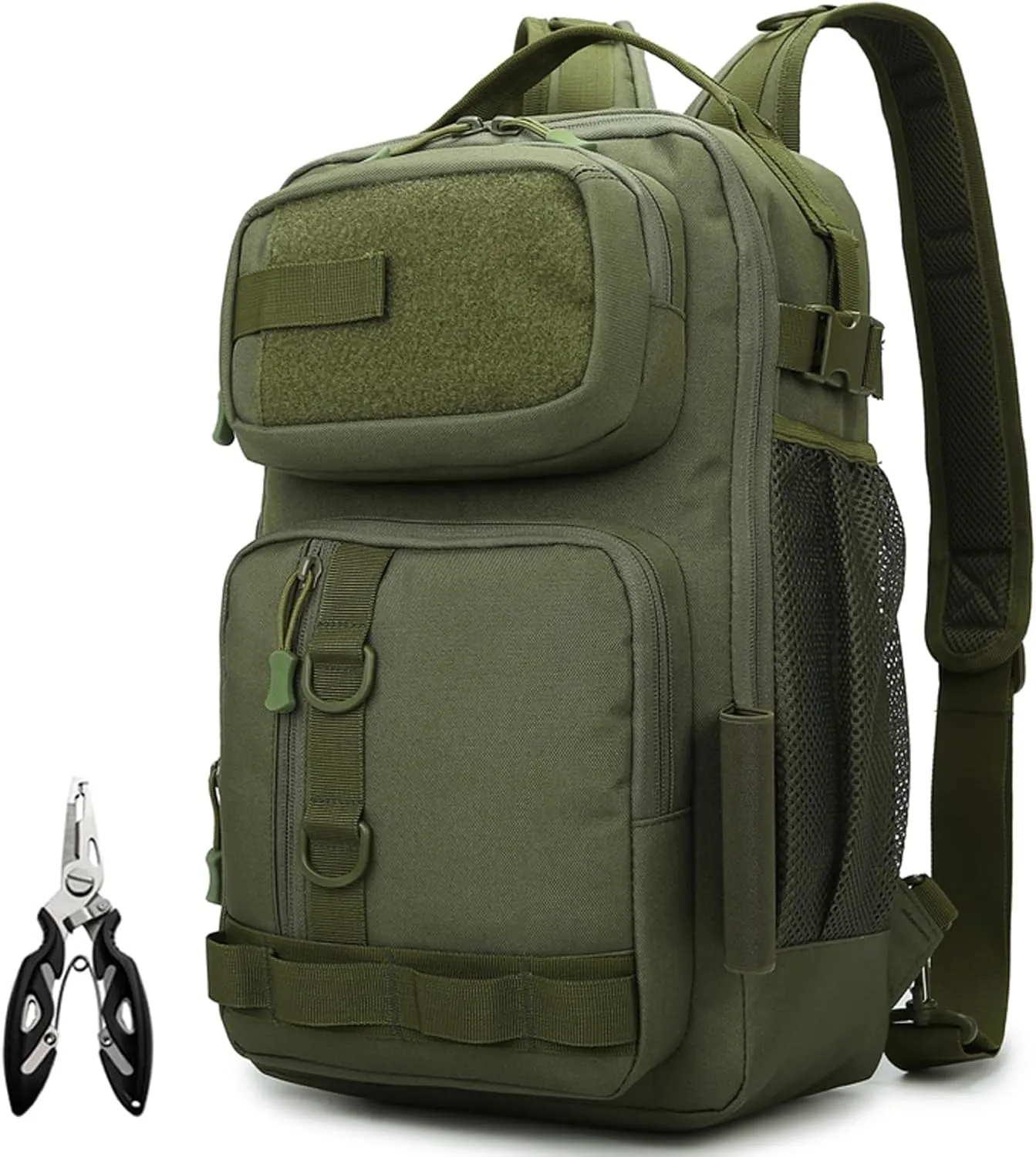Fishing Backpack - Tackle Sling Bag- Fish Gear Bags with Rod Holder and Fishing Plier (Green)