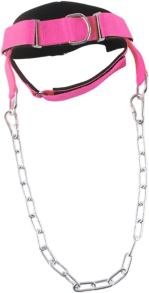 Fitness Neck Harness for Weight Training with Metal Chain for Resistance Training Wide Padded Strap