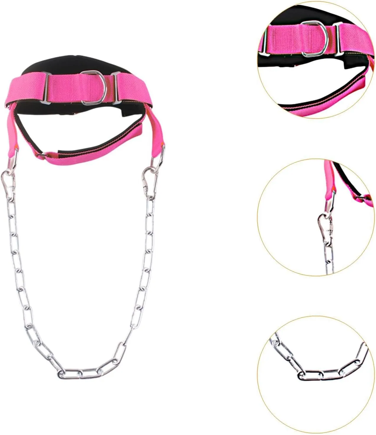Fitness Neck Harness for Weight Training with Metal Chain for Resistance Training Wide Padded Strap