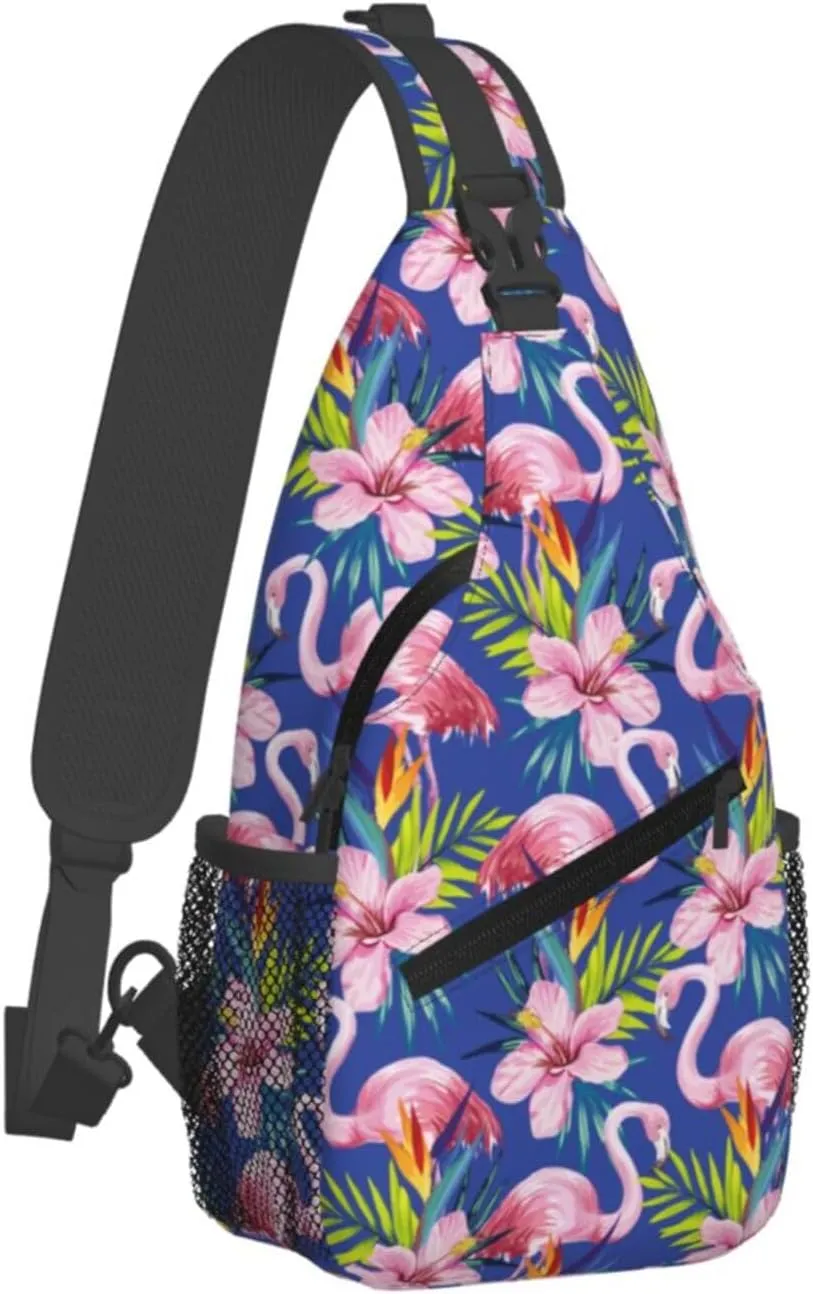 Flamingo Crossbody Sling Backpack Sling Bag Adjustable Chest Shoulder Daypack For Women Men