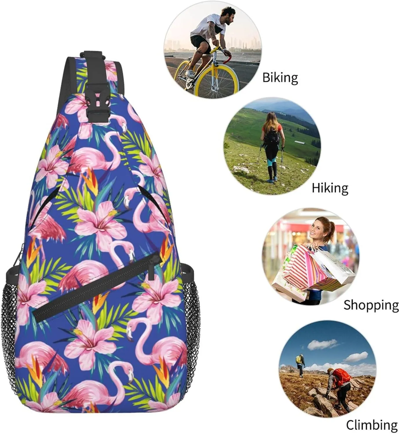 Flamingo Crossbody Sling Backpack Sling Bag Adjustable Chest Shoulder Daypack For Women Men