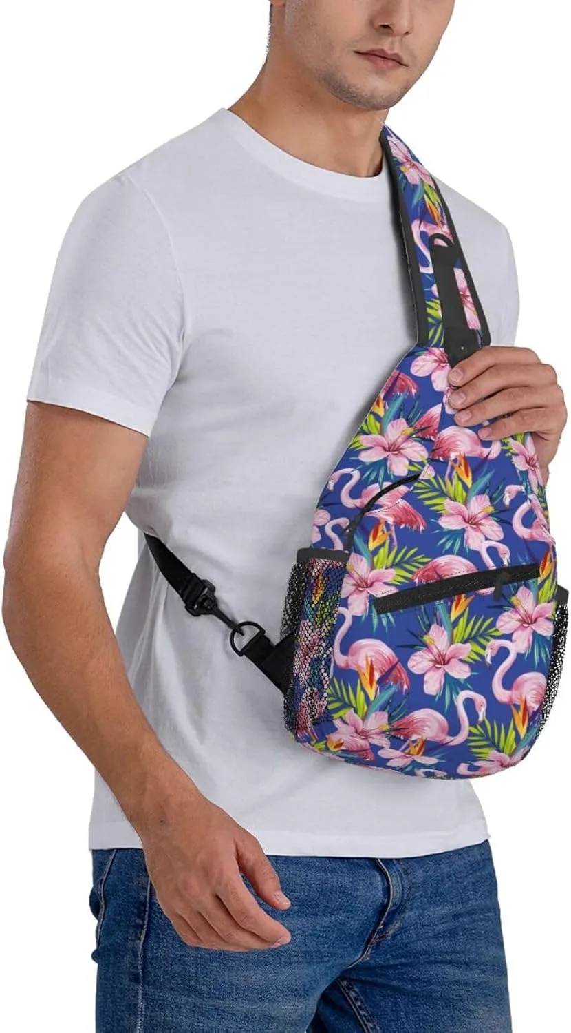 Flamingo Crossbody Sling Backpack Sling Bag Adjustable Chest Shoulder Daypack For Women Men