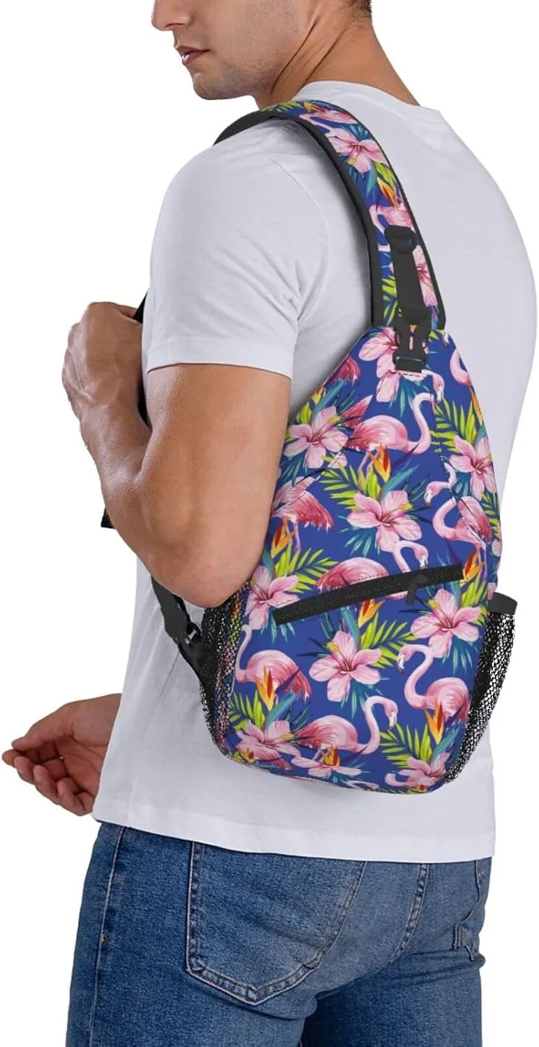 Flamingo Crossbody Sling Backpack Sling Bag Adjustable Chest Shoulder Daypack For Women Men