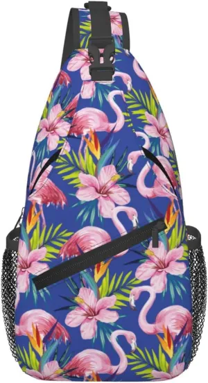 Flamingo Crossbody Sling Backpack Sling Bag Adjustable Chest Shoulder Daypack For Women Men