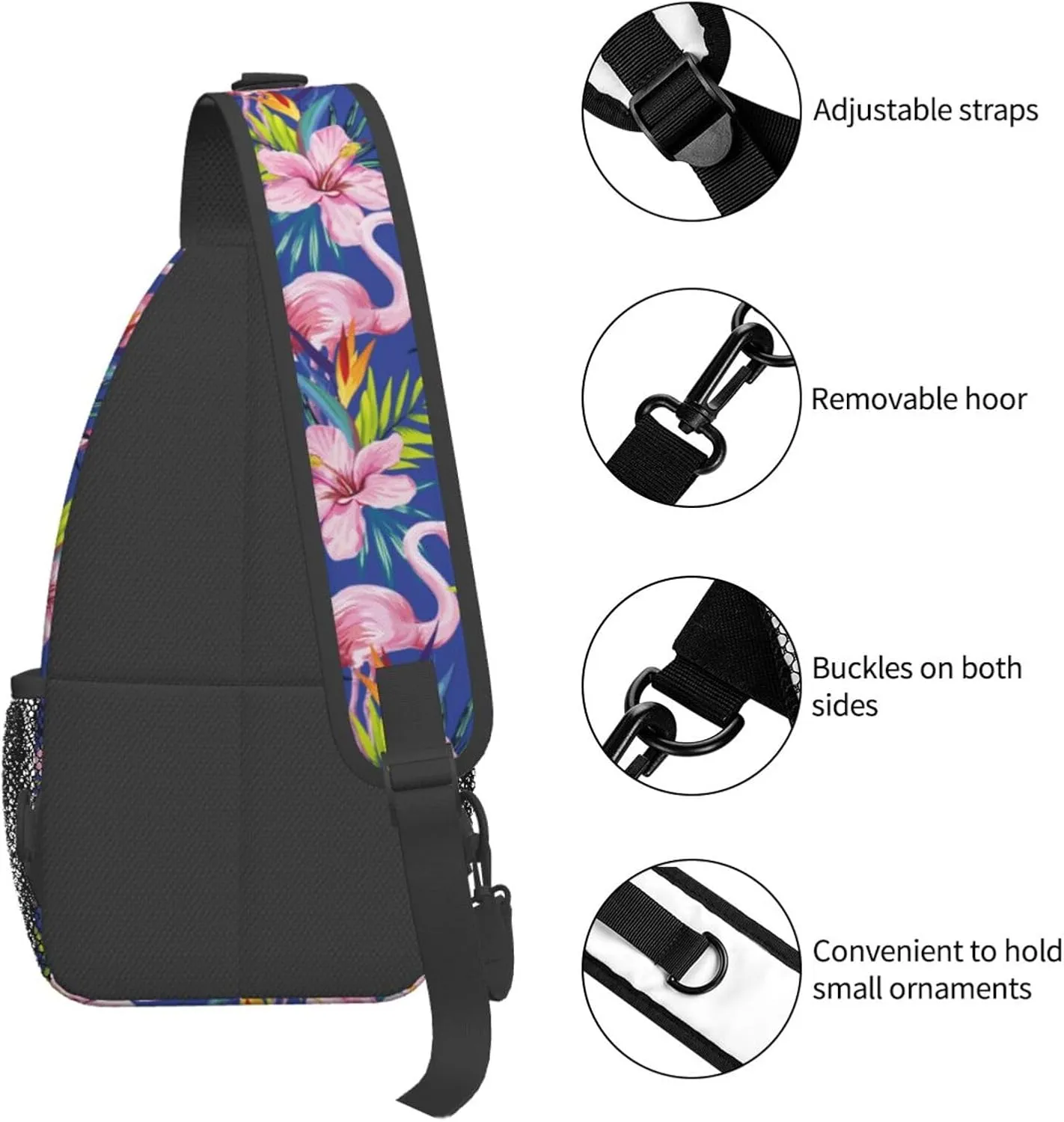 Flamingo Crossbody Sling Backpack Sling Bag Adjustable Chest Shoulder Daypack For Women Men