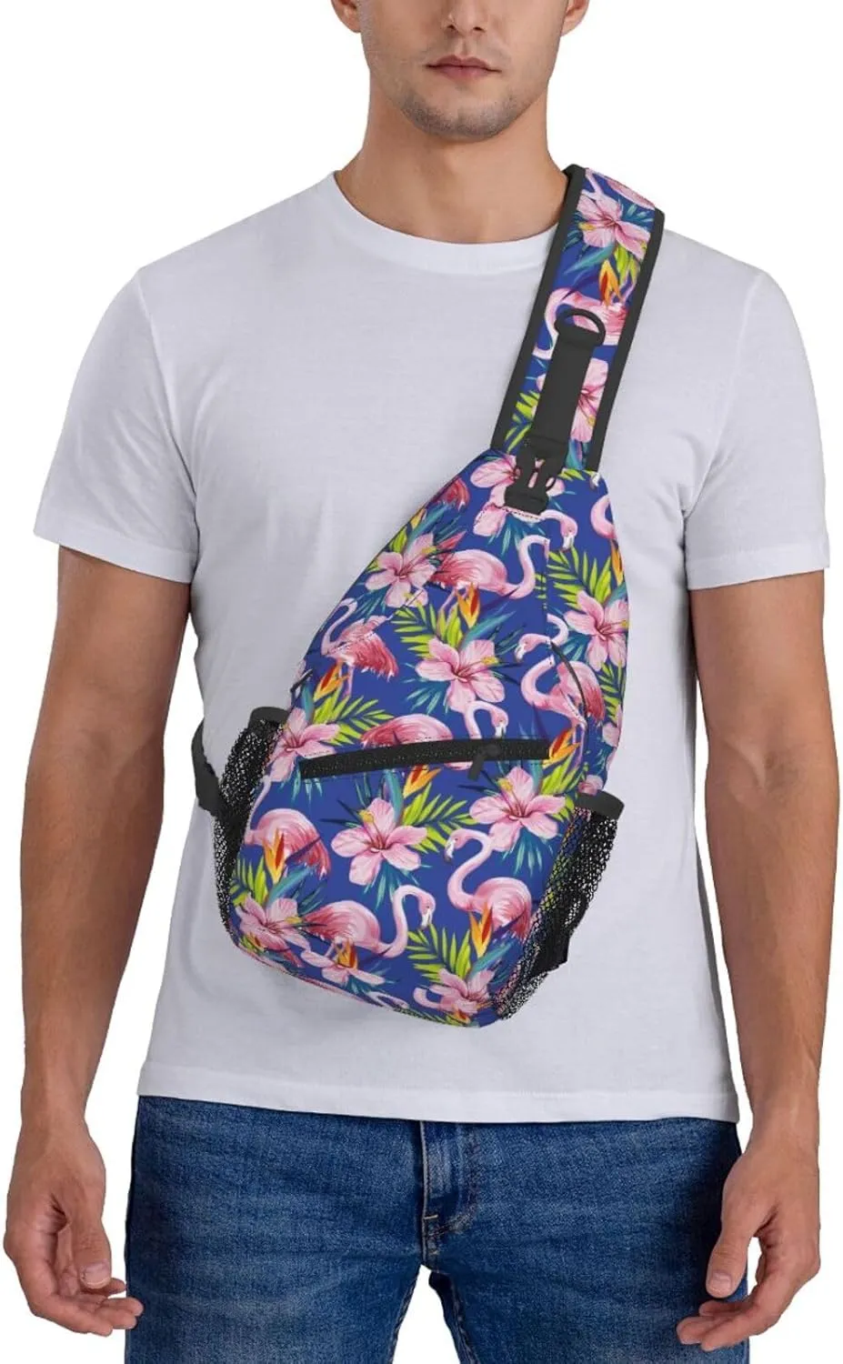 Flamingo Crossbody Sling Backpack Sling Bag Adjustable Chest Shoulder Daypack For Women Men