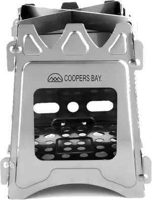 Flat Pack Folding Camp Stove/Twig Stove - UltraLite Titanium Mini Camping Stove with Nylon Carry Sleeve - Great Hiking Backpack Wood Stove - No Need to Carry Hazardous Fuels