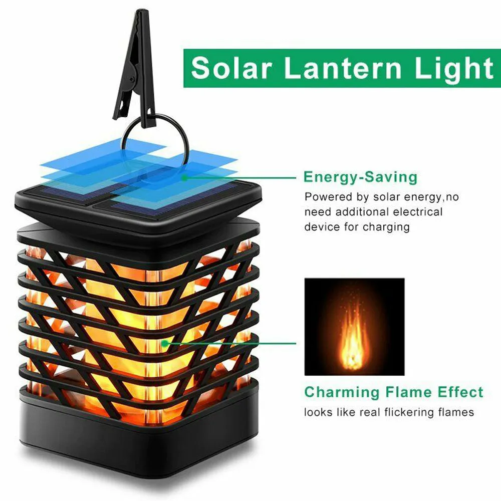 Flickering Flame Solar Powered Outdoor Garden Lantern