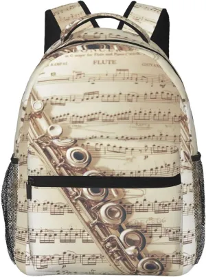 Flute Music Backpack Business Travel Anti Theft Sturdy Backpack College Daypacks for Women & Men