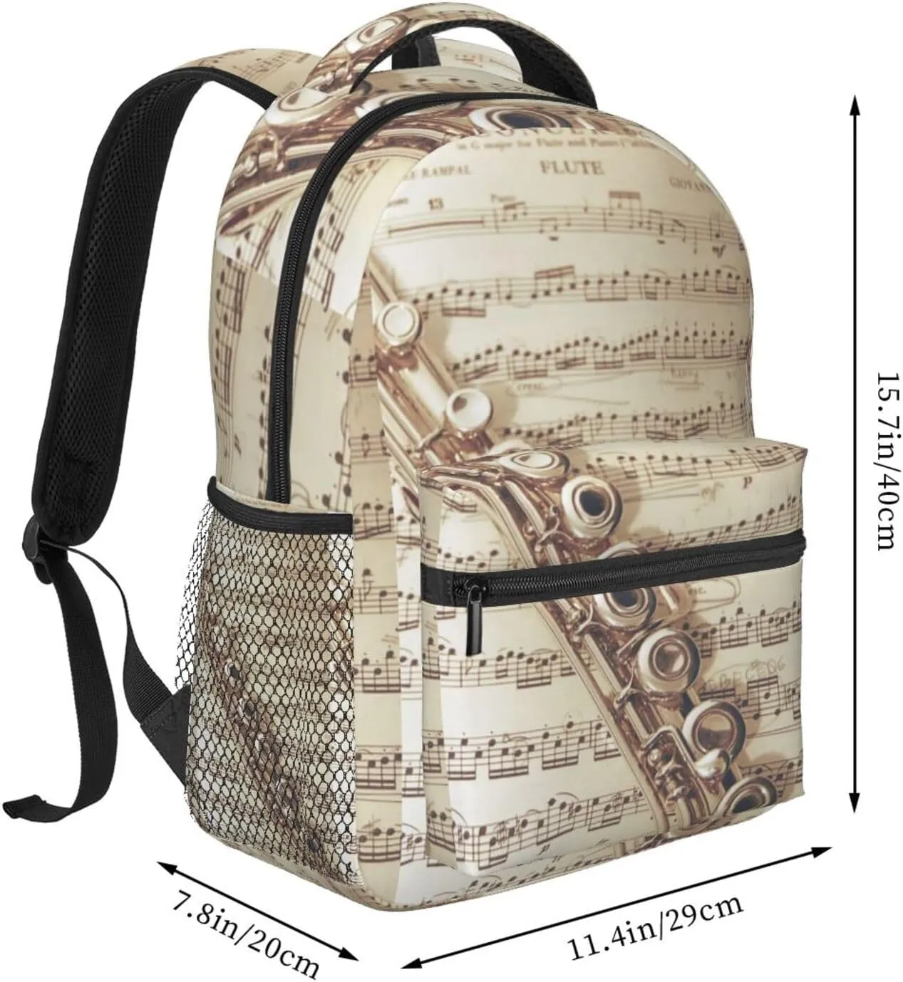 Flute Music Backpack Business Travel Anti Theft Sturdy Backpack College Daypacks for Women & Men