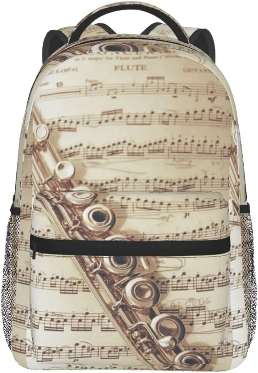 Flute Music Backpack Business Travel Anti Theft Sturdy Backpack College Daypacks for Women & Men