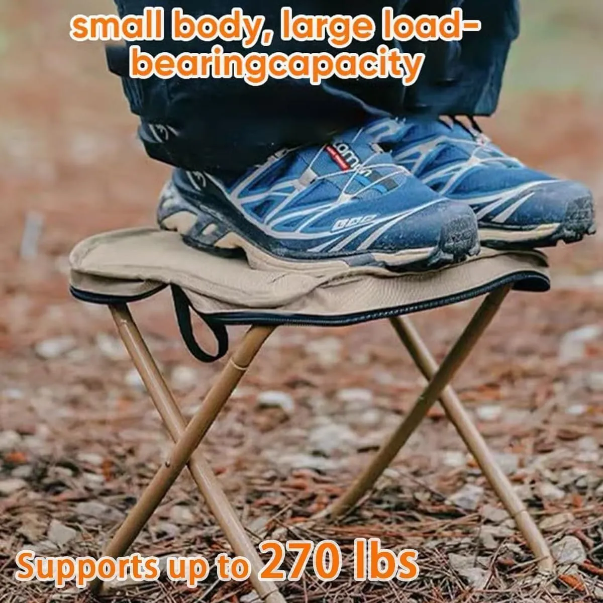 Foldable Backpack Stool, Small Foldable Fishing Chair, Portable Camping Stools & Collapsible Chair with Adjustable Strap for Camping, Fishing, Outdoor Barbecue (Green, Small)
