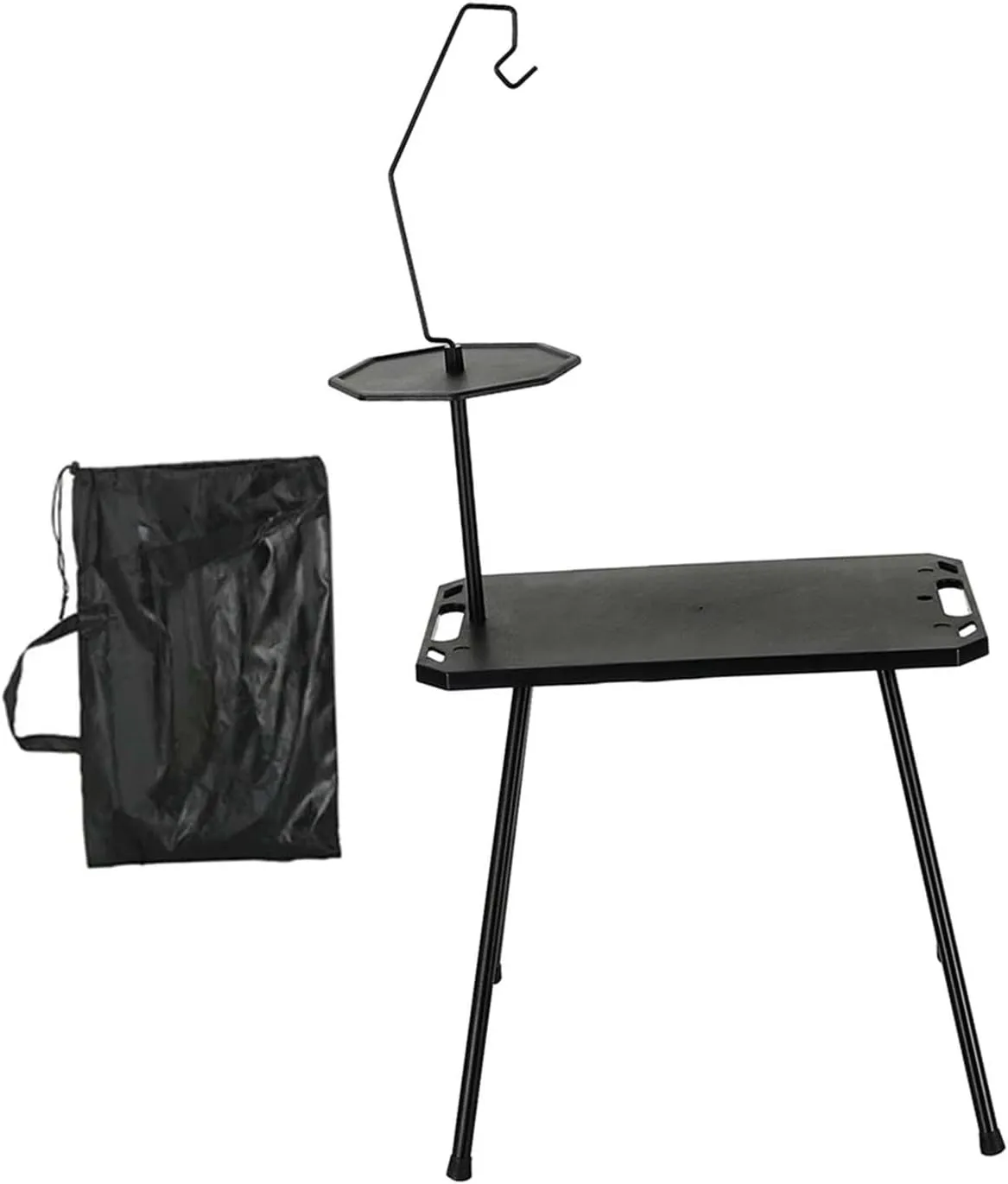 Foldable Camping Table Compact Stand Lightweight Portable Camp Table Picnic Cooking Desk for Patio Travel Outdoor Cooking BBQ, with Light Holder