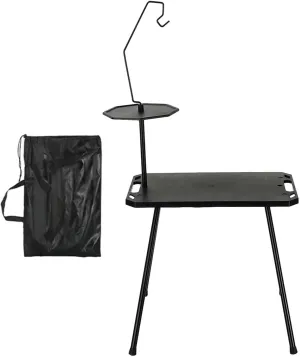 Foldable Camping Table Compact Stand Lightweight Sturdy Camp Table with Carry Bag for Travel Garden Fishing, with Light Holder