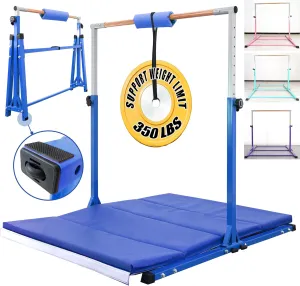 Foldable Gymnastics Bar for Kids Ages 3-20,Gymnastics Kip Bar Horizontal Bars,5FT/6FT Base Length, 3' to 5' Height Adjustable,Gymnastics Equipment for Home and Club Use
