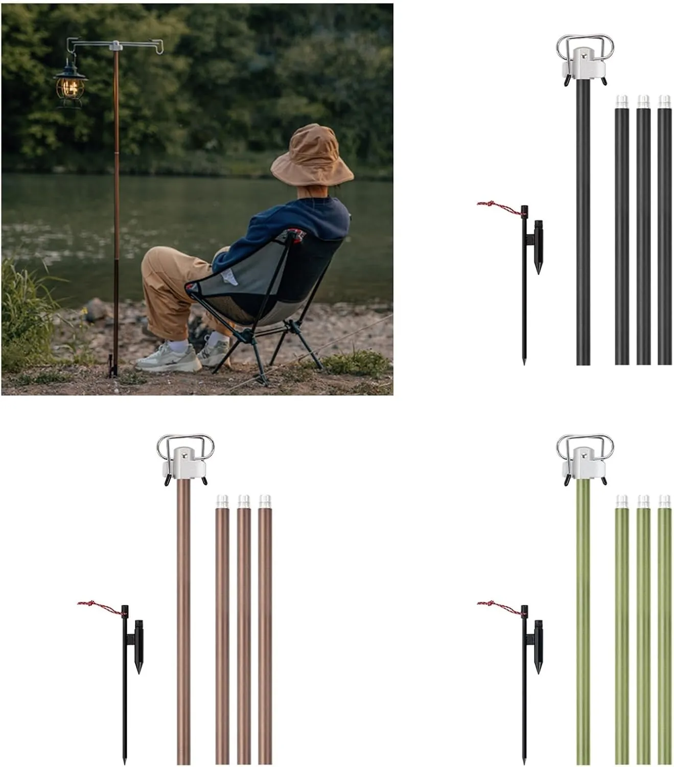 Foldable Lamp Holder Campsites Illumination Aluminum Alloy Construction Camping Lamp Post Rod Lamp Hanger Light Stand