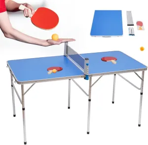 Foldable Ping Pong Table | Complete Set with 2 Premium Ping Pong Paddles & 3 Balls | 100% Pre-Assembled | Portable Aluminum Table Tennis Table 59.84 X 29.92in
