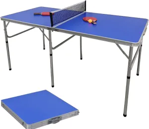 Foldable Ping Pong Table, Mid-Size Table Tennis Table, 152x76x76cm(60x30x30in) Size, Multi-Use Free Standing Table Tennis Table, w/2 Paddles 3 Balls (US Stock)