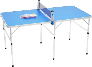 Foldable Ping Pong Table Set,Indoor Outdoor Compact Folding Table Tennis Table 60x30in Portable MDF Ping Pong Set,Table Tennis Game Set with 3 Balls, 2 Paddles, Net
