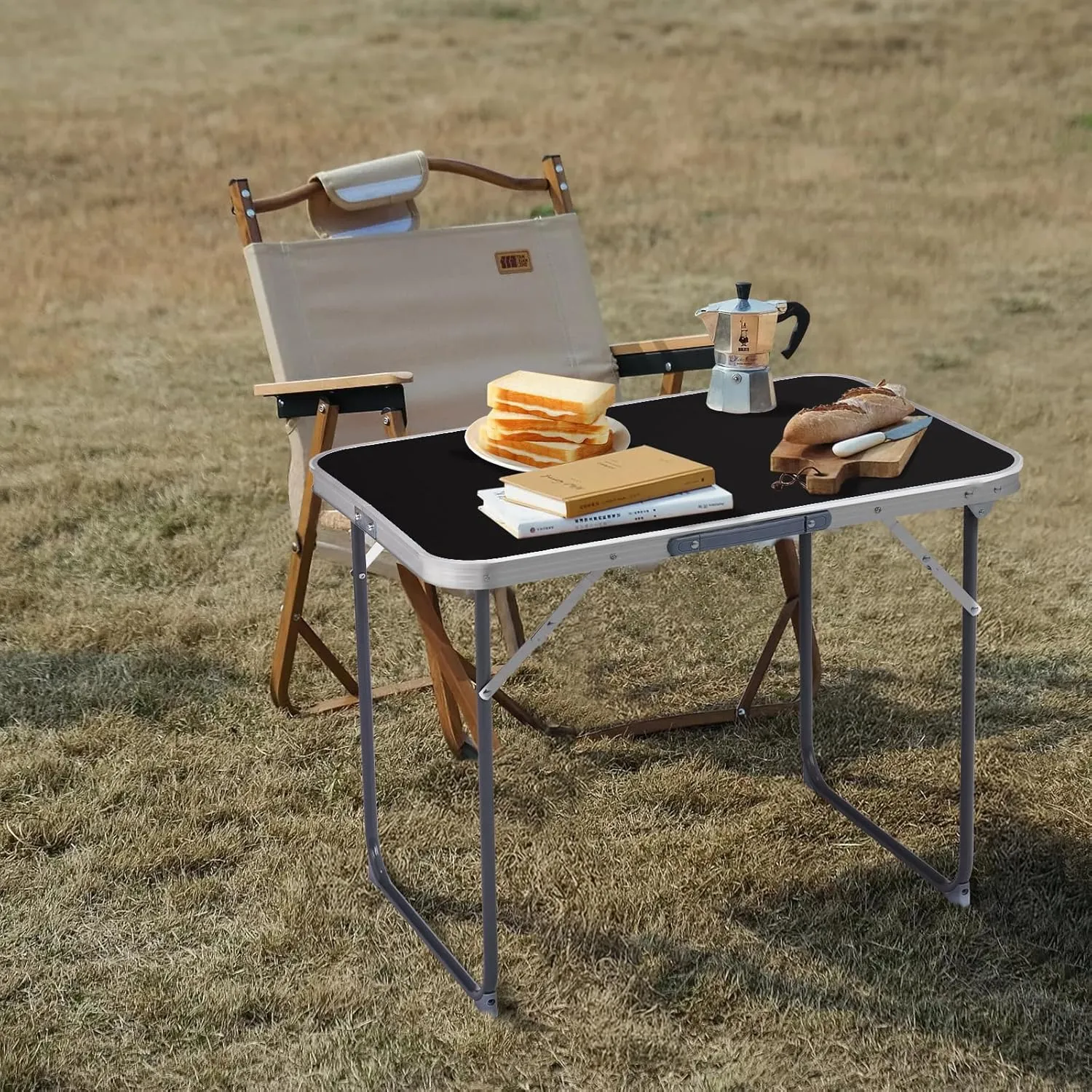 Foldable Table Heavy Duty Portable Utility Table for Indoor Outdoor Party, Dining, Events, Picnic, Camping (Black, 2.3ft)