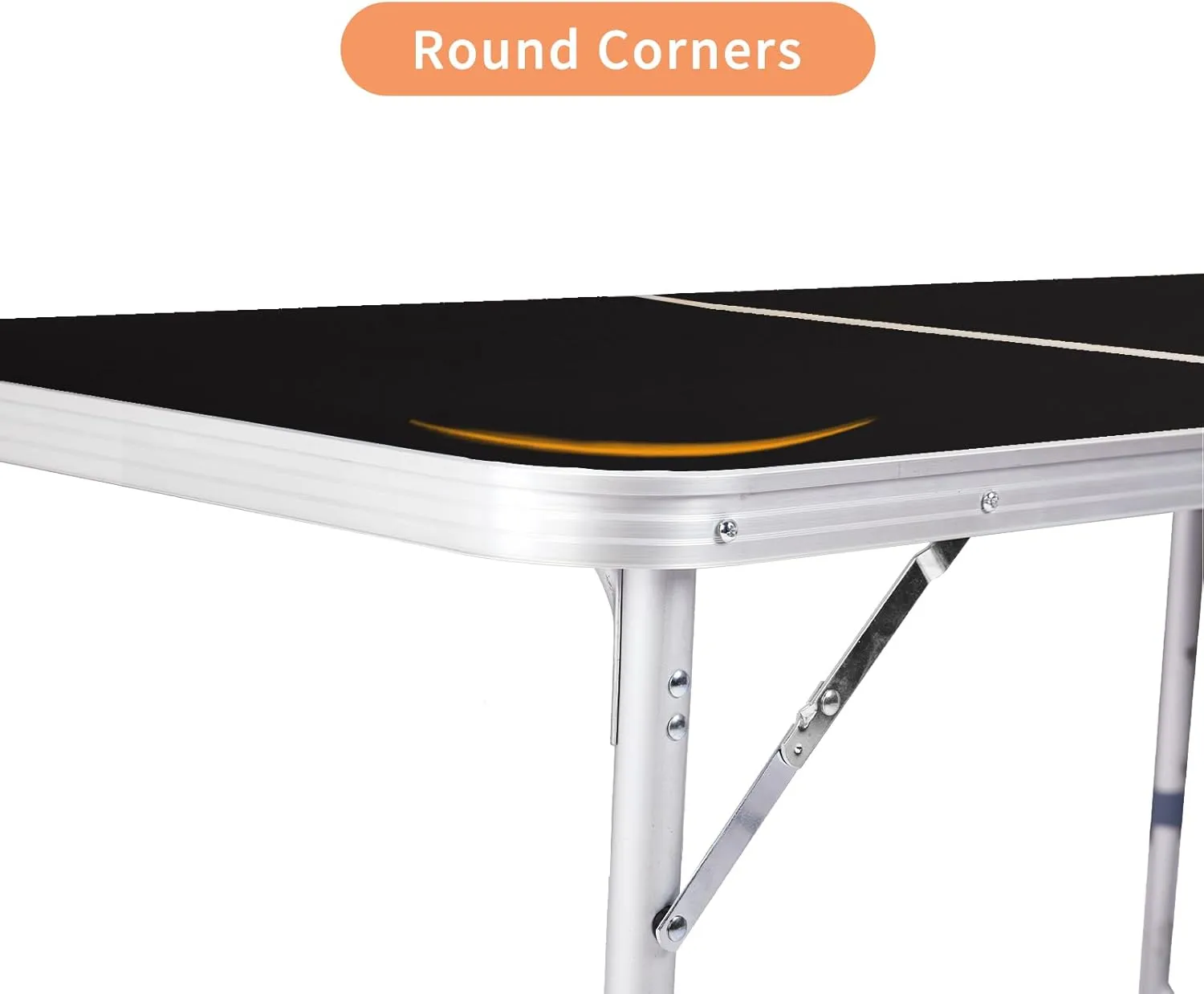 Foldable Table Height Adjustable Heavy Duty Portable Utility Table for Indoor Outdoor Party, Dining, Events, Picnic, Camping (Black, 4ft)