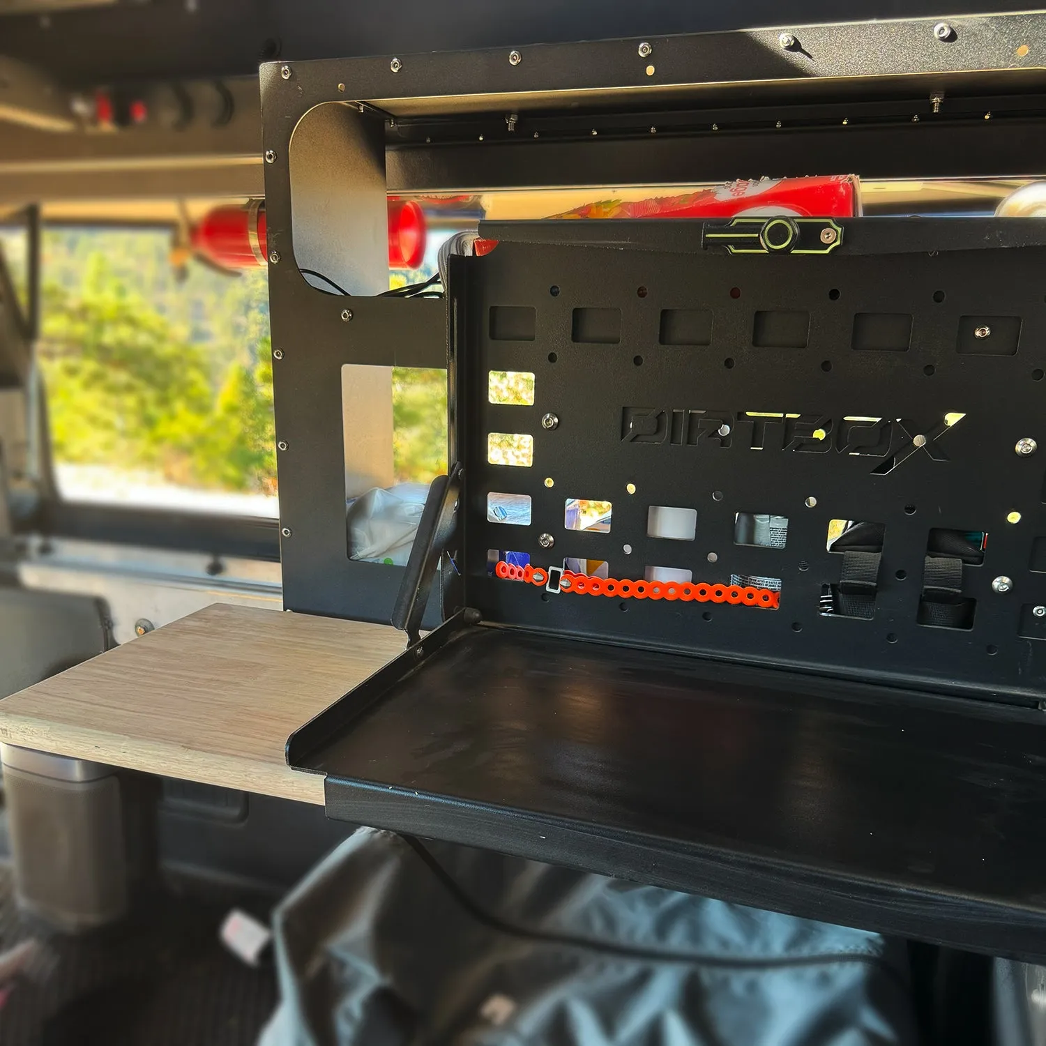 Folding Camp Table with Cutting Board & Side Molle Box
