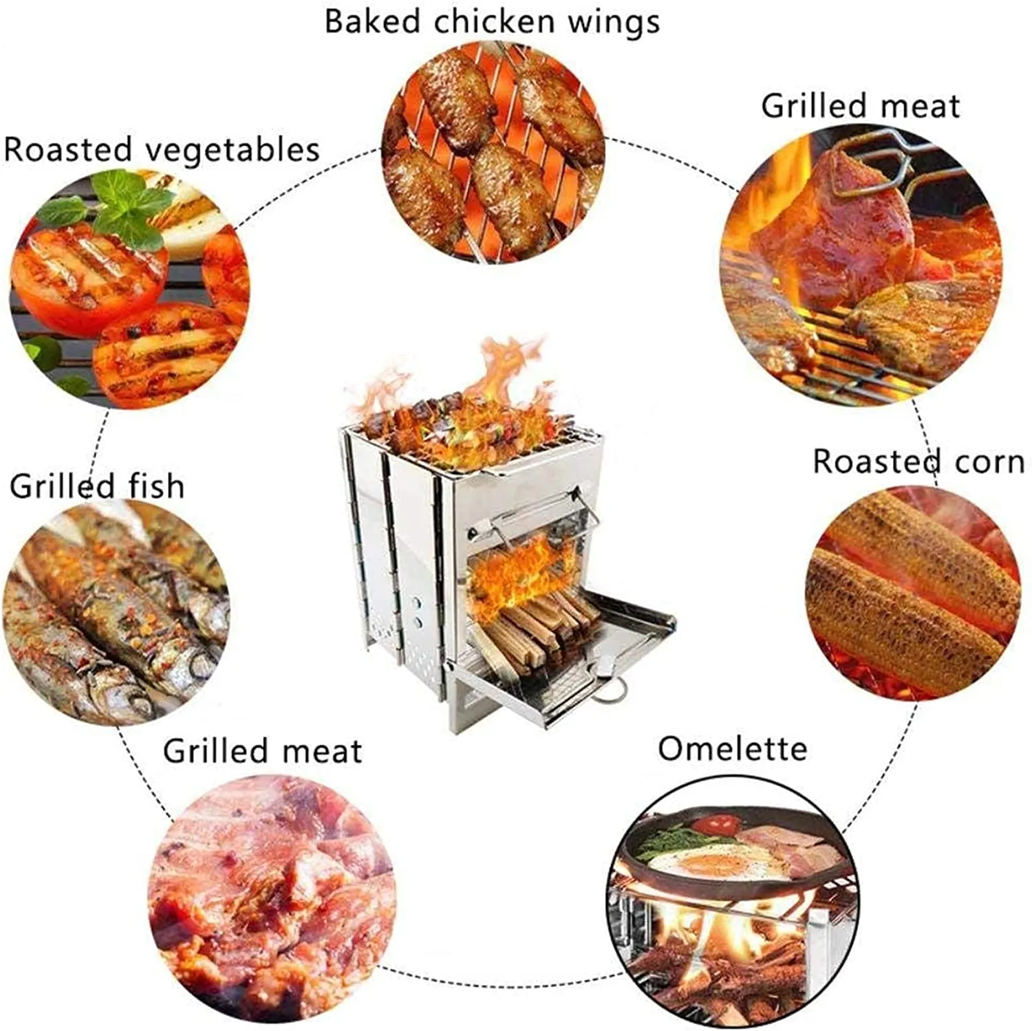 Folding Camping Stove, Portable Wood Burning Camp Stoves for Outdoor Cooking,Picnic,BBQ