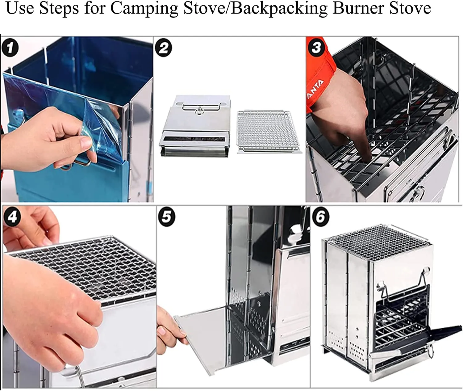 Folding Camping Stove, Portable Wood Burning Camp Stoves for Outdoor Cooking,Picnic,BBQ