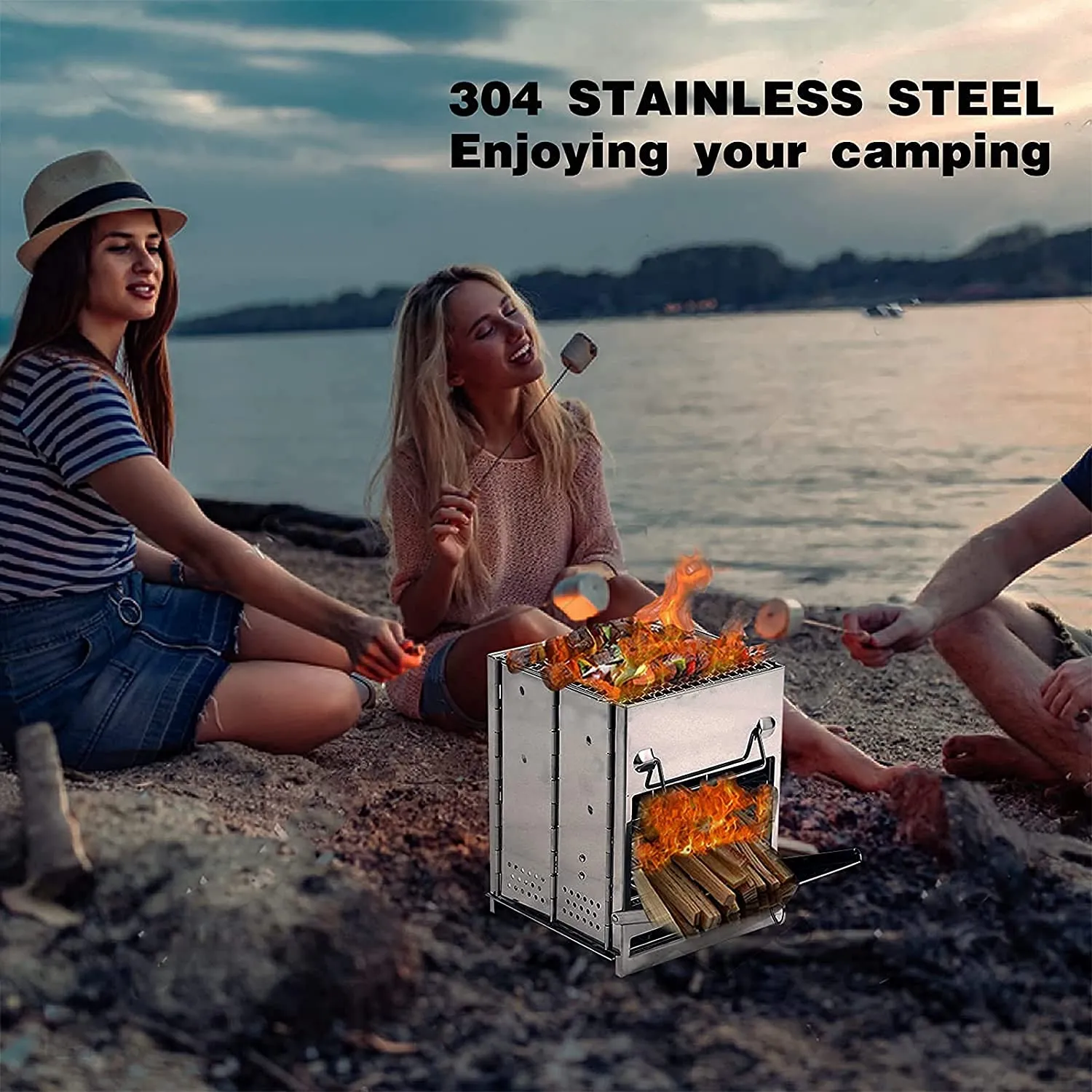 Folding Camping Stove, Portable Wood Burning Camp Stoves for Outdoor Cooking,Picnic,BBQ