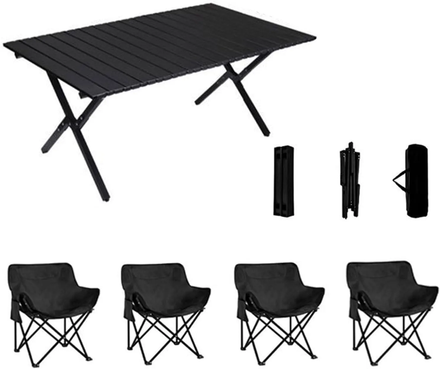 Folding Camping Table and air Set, Portable Camp airs Lightweight Roll up Carbon Steel Camp Table Foldable Lawn air Picnic Table with Carrying Bag