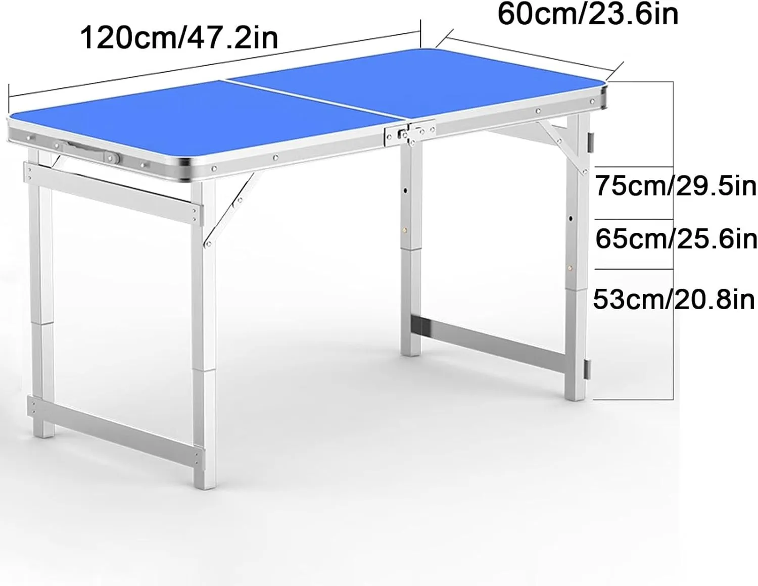 Folding Camping Table Portable Adjustable Height Ultralight Aluminum Beach Table, Small Camping Table with Carry Bag for Camping, Picnic(White)