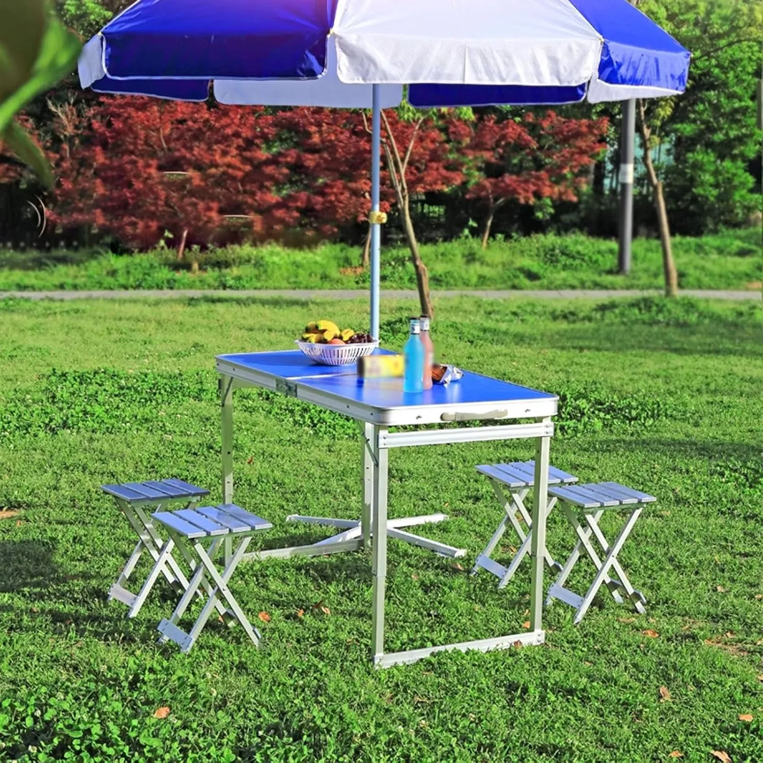 Folding Camping Table Portable Adjustable Height Ultralight Aluminum Beach Table, Small Camping Table with Carry Bag for Camping, Picnic(White)