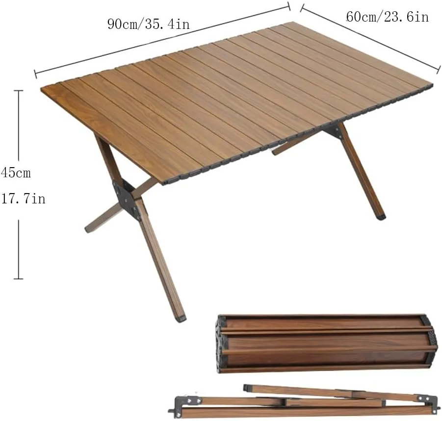 Folding Camping Table Portable Roll Up Aluminum Table with Carry Bag for Outdoor Cooking Picnic Camp Boat Travel